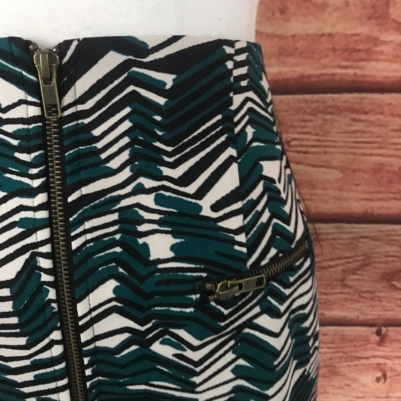 NWT Worthington Skirt size 8 Teal Black Jungle Striped Pencil Zip Front Pockets - Picture 4 of 7